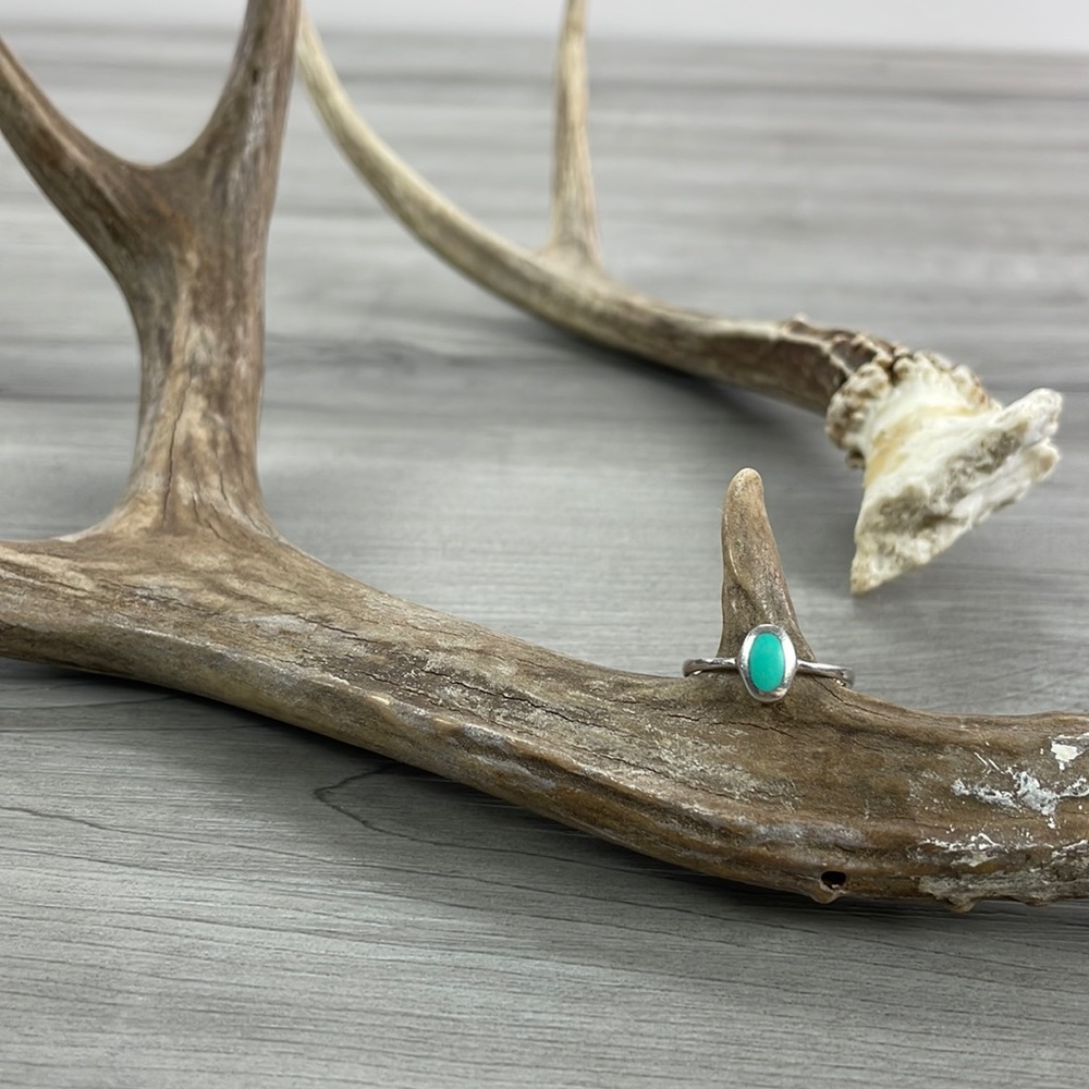 🍁Oval Sterling Silver Authentic Turquoise Stone Ring🍁